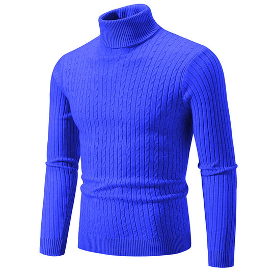 Herren nan Rollkragenpullover mit Zopfstrick und schlanker Passform EB