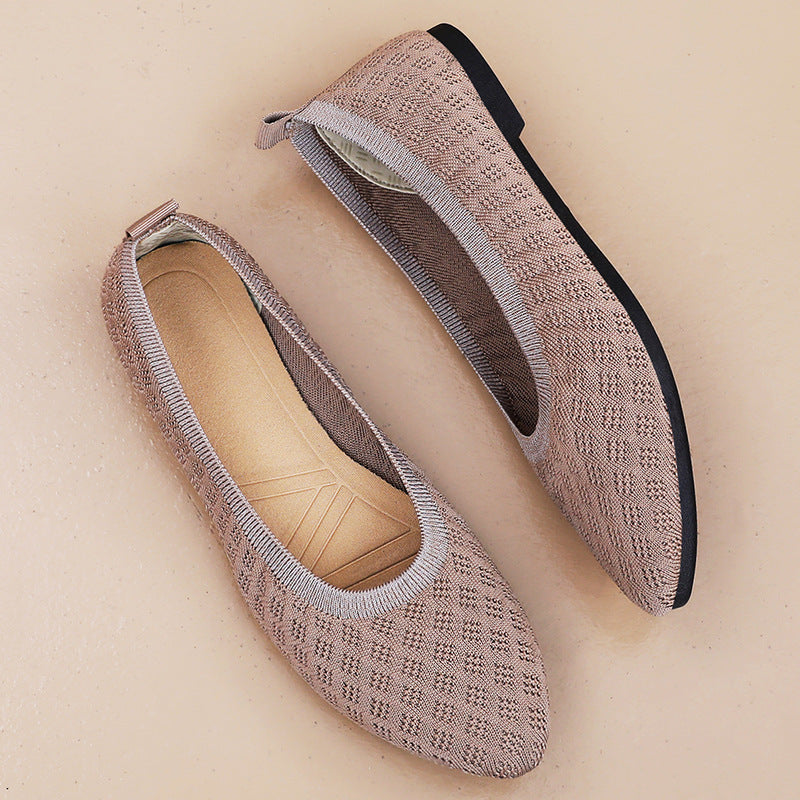 Damen Elegante und bequeme Ballerinas mit atmungsaktivem Strickdesign EB