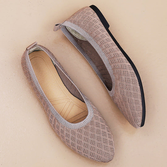 Damen Elegante und bequeme Ballerinas mit atmungsaktivem Strickdesign EB