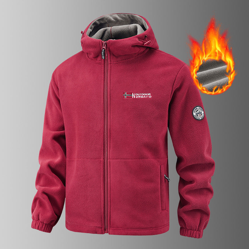 Herren wärmende Fleece-Kapuzenjacke mit Thermofutter, Reißverschlusstaschen und elastischen Bündchen EB