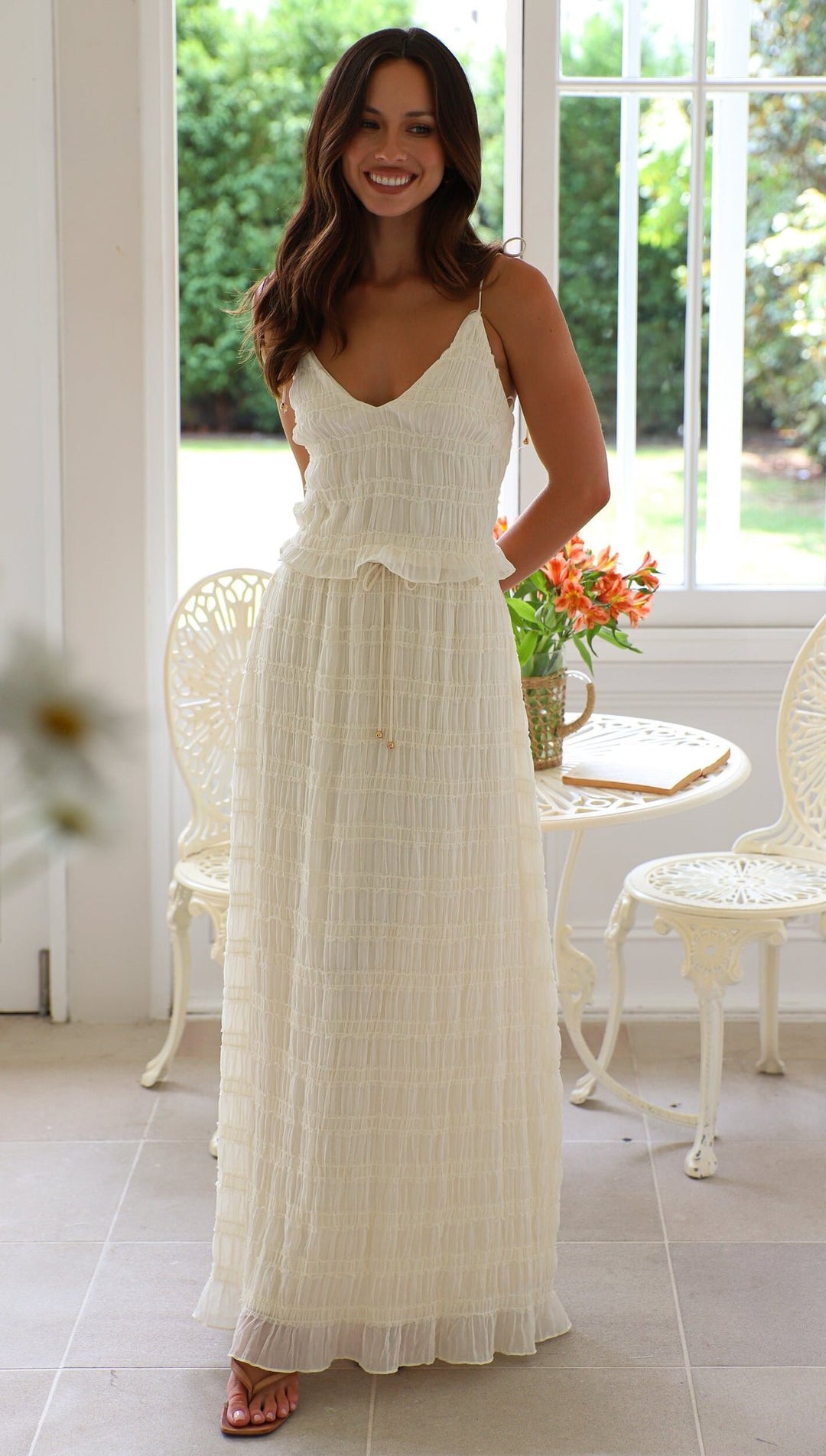 Damen Maxikleid mit zarten Rüschen EB