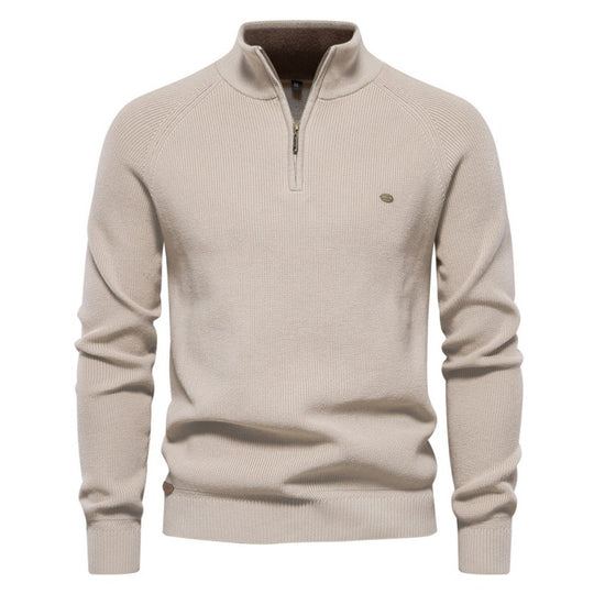 Herren Strickpullover mit halbem Reißverschluss und sportlichen Details EB