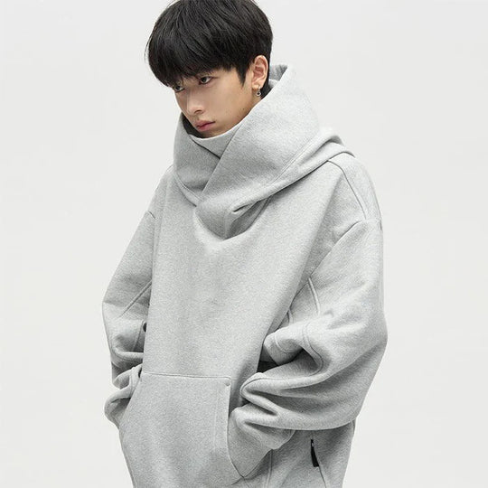 Damen Lässige Oversized Kapuzenpullover mit hochgezogenem Kragen EB