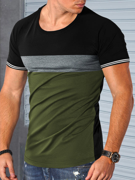 Herren modernes Kurzarm-T-Shirt mit strukturiertem Design und Kontrastdetails EB