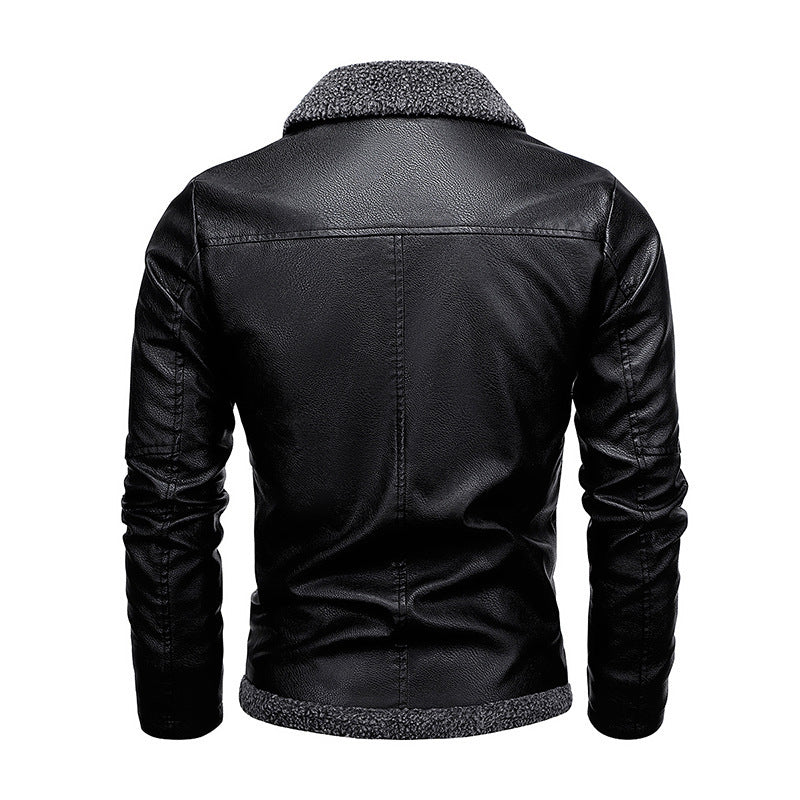 Herren Aviator-Kunstlederjacke mit vollem Sherpa-Innenfutter und Reißverschluss EB