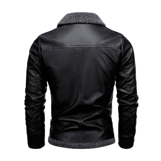 Herren Aviator-Kunstlederjacke mit vollem Sherpa-Innenfutter und Reißverschluss EB