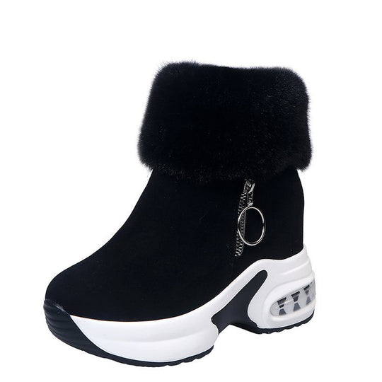 Damen Komfortable Sneaker-Stiefel mit trendigem Leopardenmuster und kuscheligem Kragen EB
