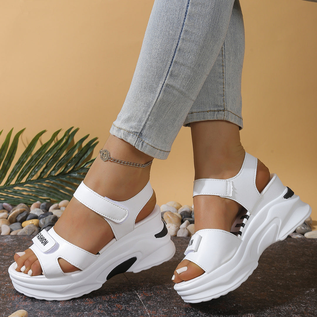 Damen modische Wedge-Sandalen mit elastischem Riemendesign und komfortabler Dämpfung EB