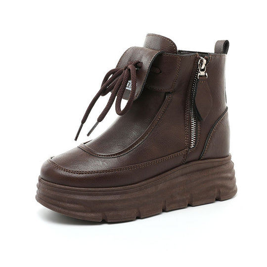 Damen Hohe Plateausneaker mit seitlichem Reißverschluss und komfortablem Innenfutter EB