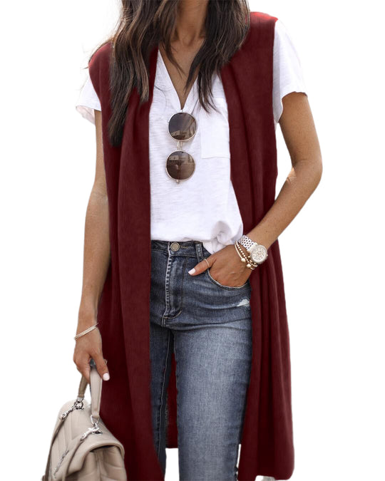Damen Strickweste im lässigen Oversized-Design mit offenen Fronten und kurzer Ärmellänge EB