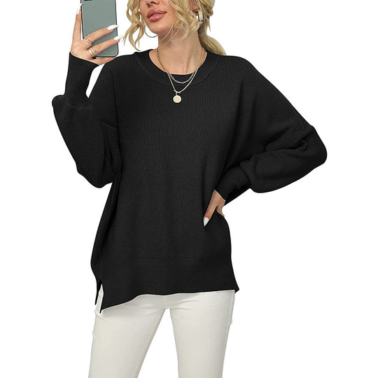 Damen lockerer Strickpullover mit weitem Schnitt EB