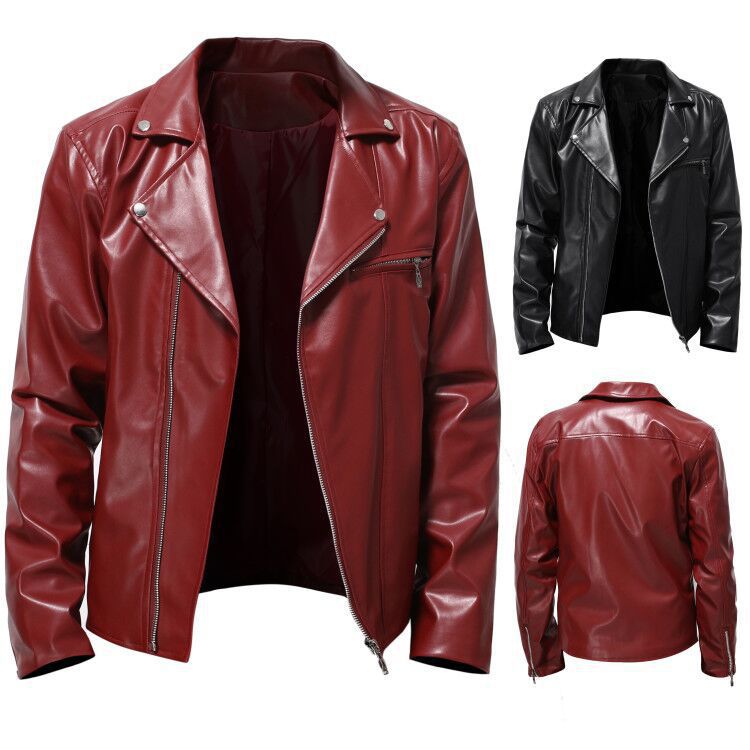 Herren stylish Kunstleder Motorradjacke EB