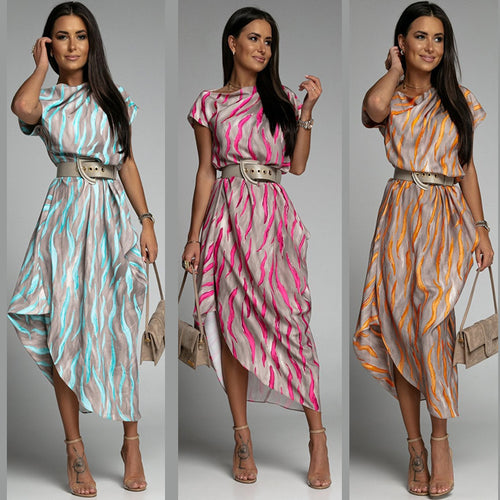 Damen Maxi-Kleid mit elegantem Wickel-Design und seitlichem Gürtel EB