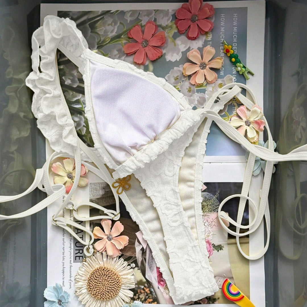 Damen Blumenverziertes Bikini-Set EB