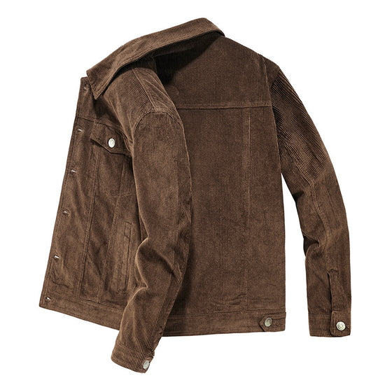 Herren Feincord-Workerjacke im Trucker-Schnitt mit verdeckter Knopfleiste EB