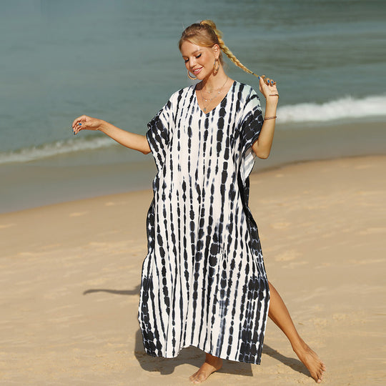 Damen Strandkleid mit modernem Batikmuster und lässigem Schnitt EB