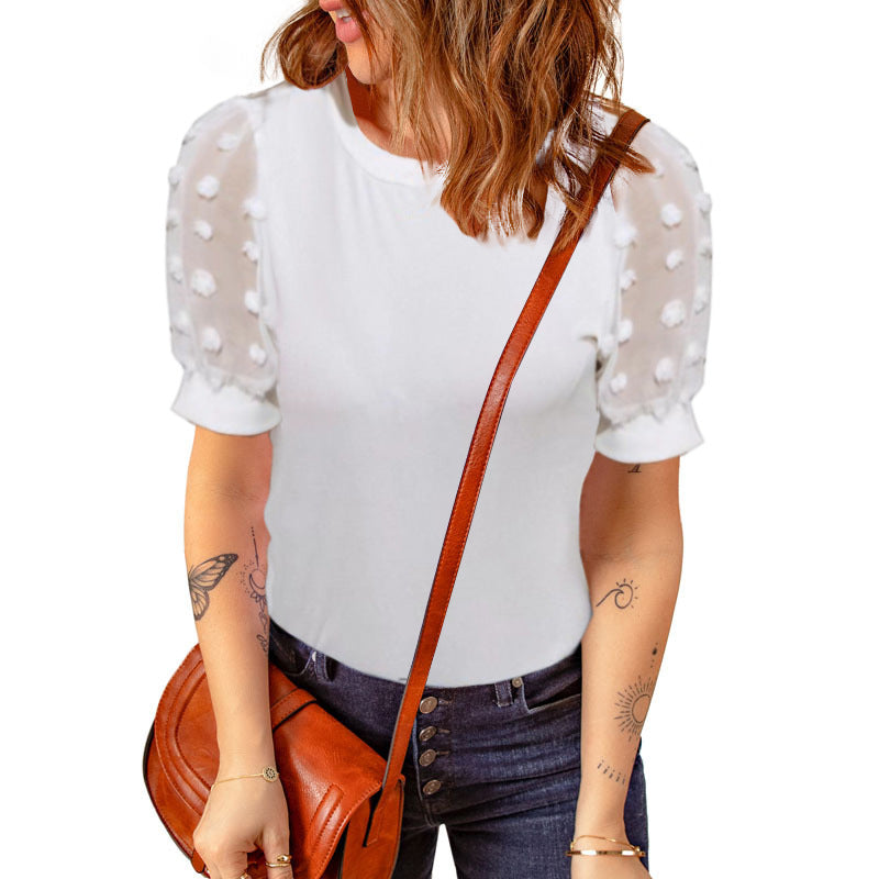 Damen modisches Kurzarmshirt mit Puffärmeln EB
