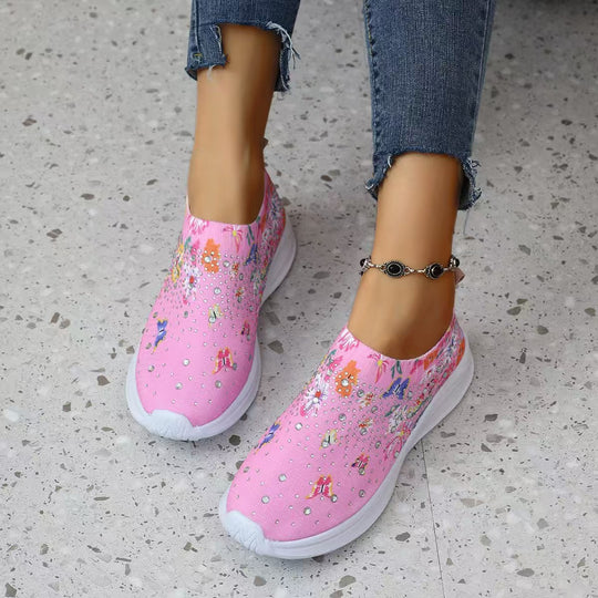Damen farbenfrohe Design-Sneaker mit elastischem Einschlupf EB