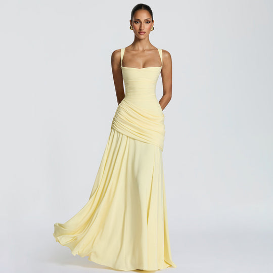 Damen Maxikleid mit innovativem Drapierungseffekt und elegantem Schnitt EB