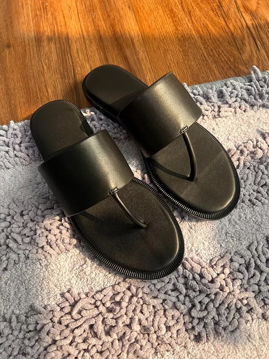 Damen Zehentrenner-Sandalen mit breitem Riemen und ergonomischem Fußbett EB
