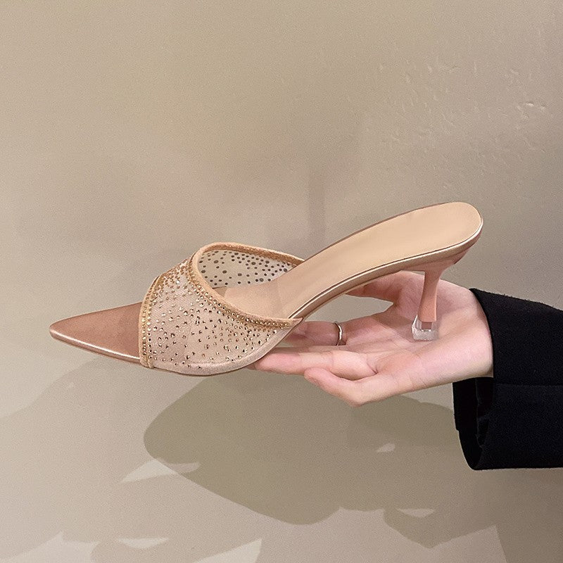 Damen Chice Mules mit funkelnden Strassdetails und elegantem Design EB