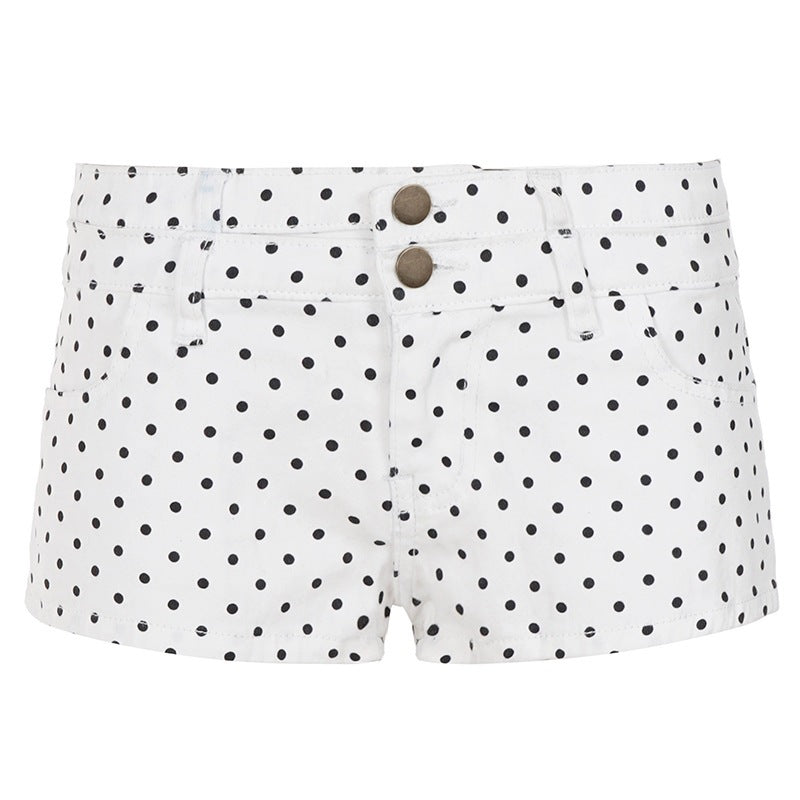 Damen Modische Shorts mit zeitgemäßem Punktedesign und hohem Bund EB