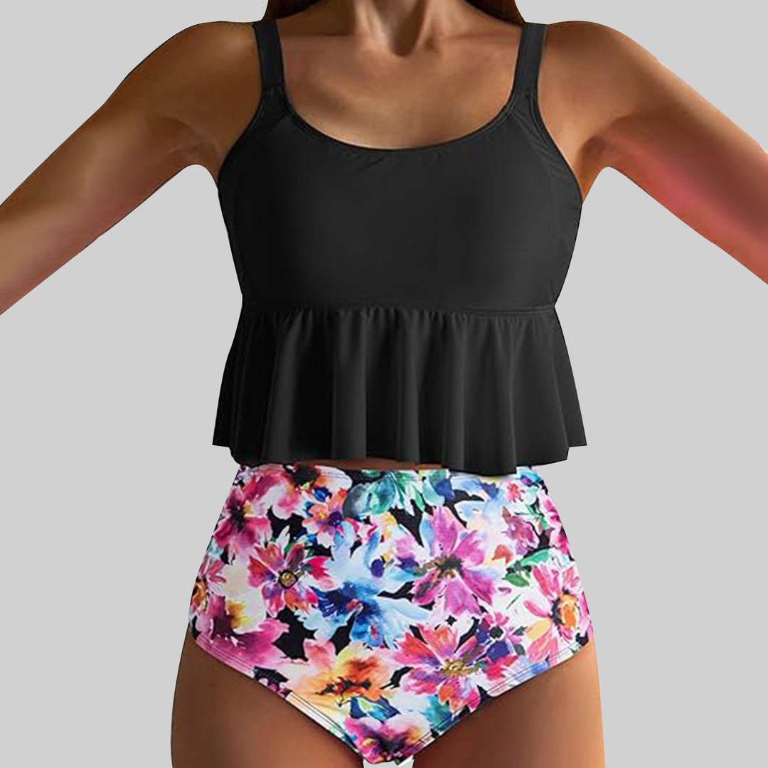 Damen Bade-Set mit verspieltem Rüschendesign und hohem Bund EB