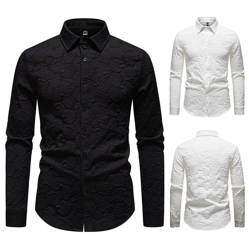 Herren Langarmhemd mit strukturiertem Design EB