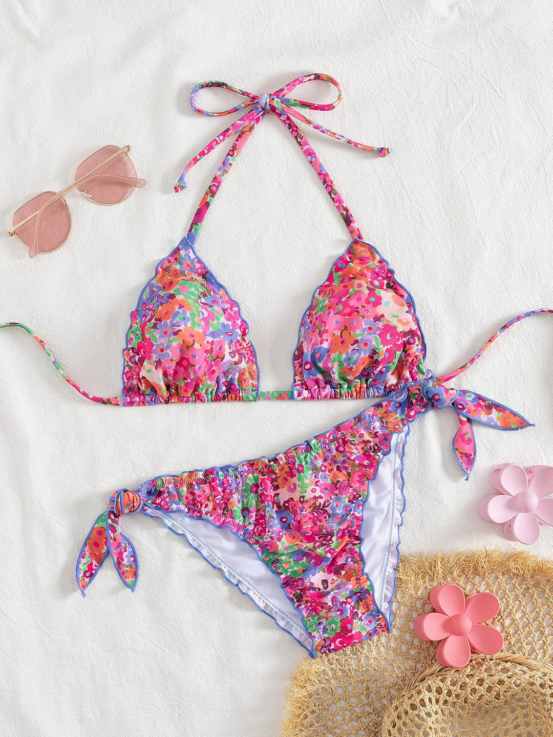 Damen floral gemusterter Triangel-Bikini EB