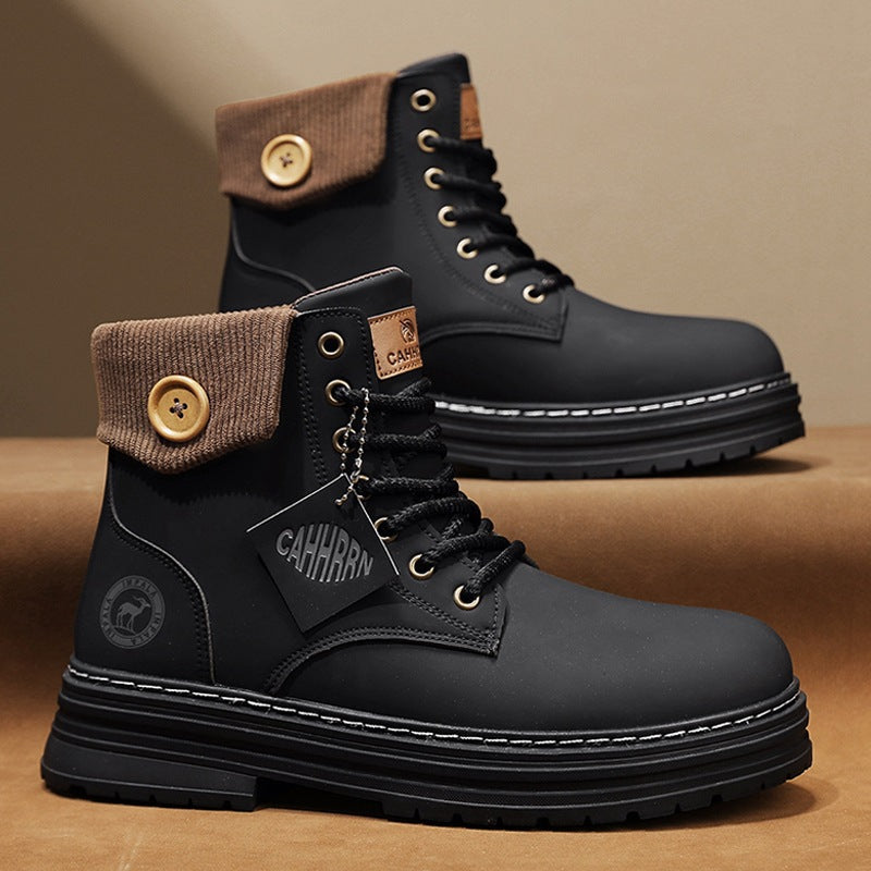 Damen Winterstiefel mit doppeltem Knopfverschluss und gepolstertem Kragen EB