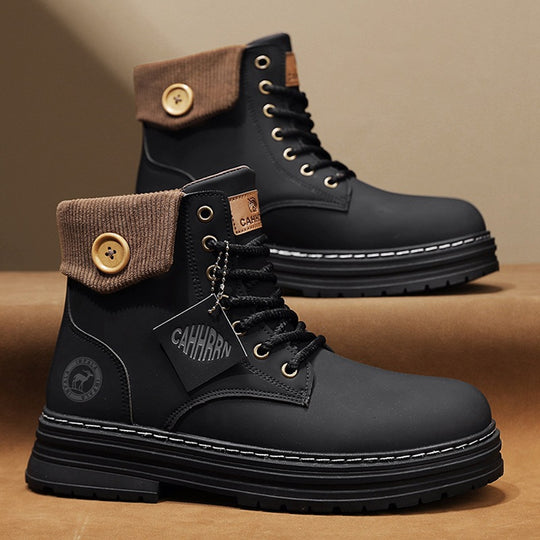 Damen Winterstiefel mit doppeltem Knopfverschluss und gepolstertem Kragen EB
