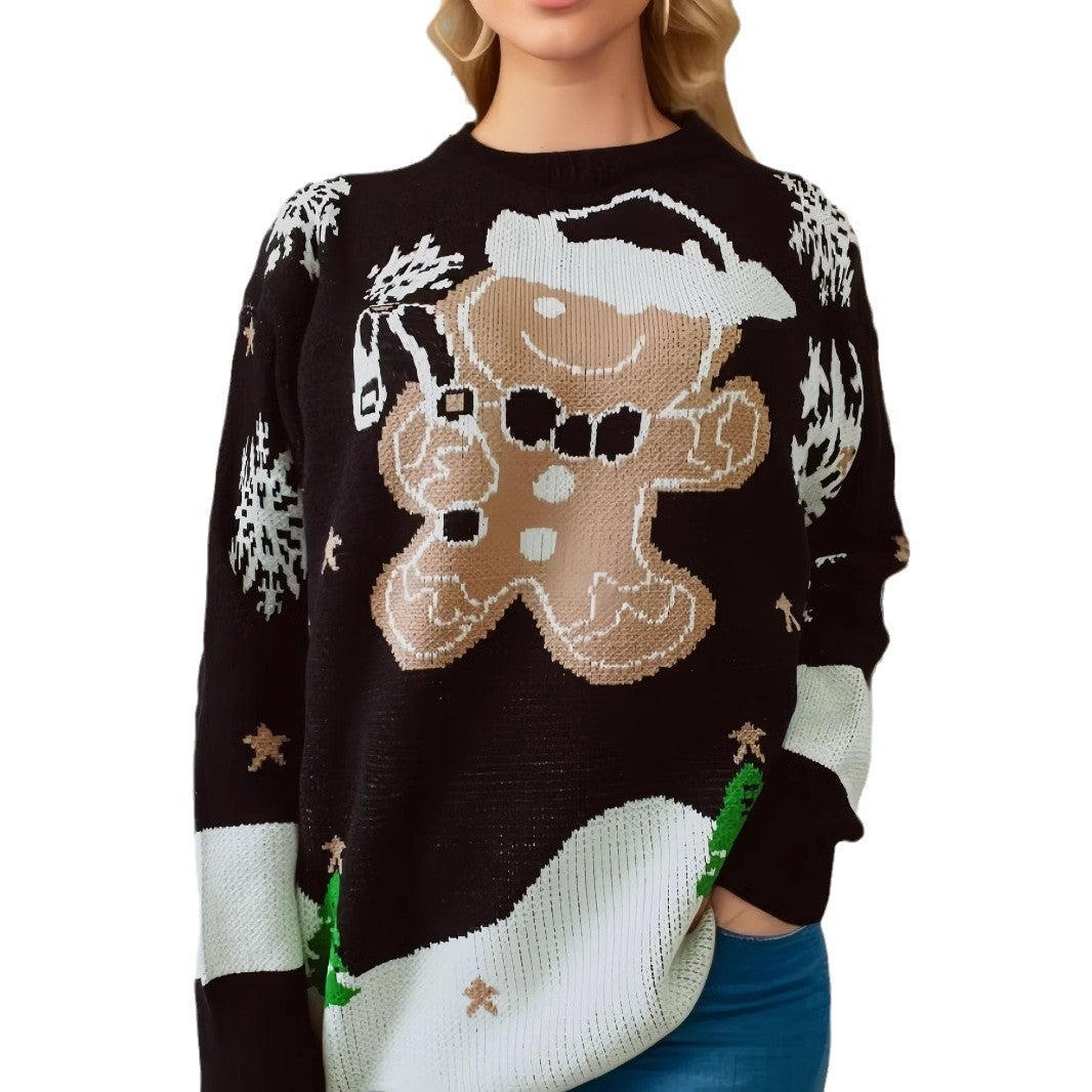 Damen Weihnachtspullover mit festlichem Lebkuchenmotivat EB