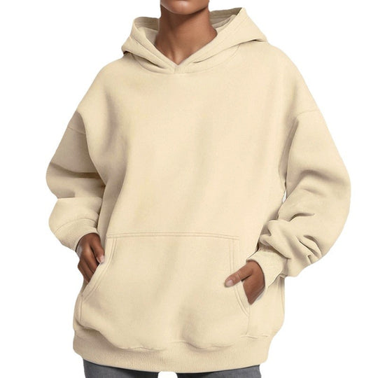 Damen nan Oversize-Kapuzenpullover mit ballonärmeln, herausgehobener Kängurutasche und weich angerauter Innenseite EB