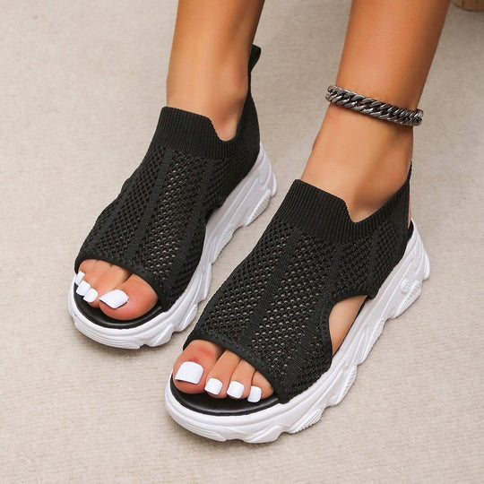 Damen Atmungsaktive Sport-Sandalen mit flexiblem Strickdesign und rutschfester Sohle EB