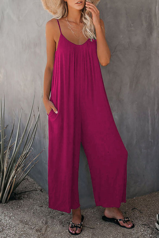 Damen Lässiger Sommer-Jumpsuit mit tiefem Ausschnitt und praktischen Taschen EB