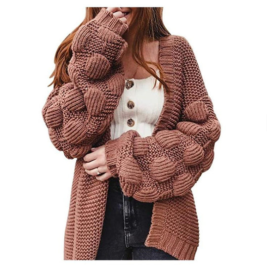 Damen Strickjacke mit voluminösen Ärmeln EB