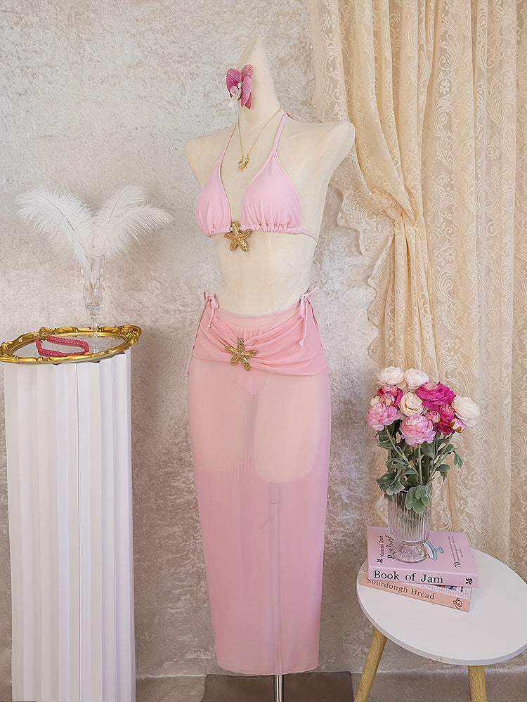 Damen Bikini-Set mit transparenter Strandtunika EB