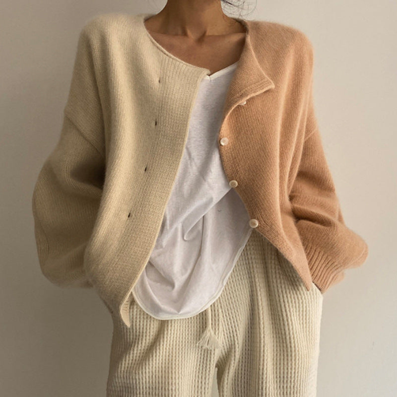 Damen Kuscheliger Strickcardigan mit hohen Ärmeln und einzigartigem Design EB