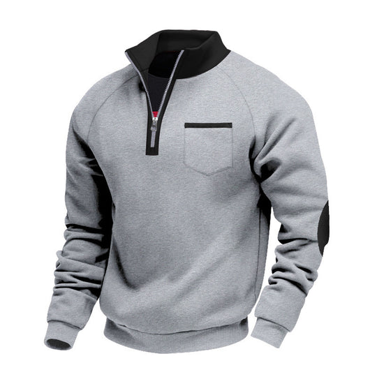 Herren Sweatshirt mit Stehkragen und praktischen Taschen EB