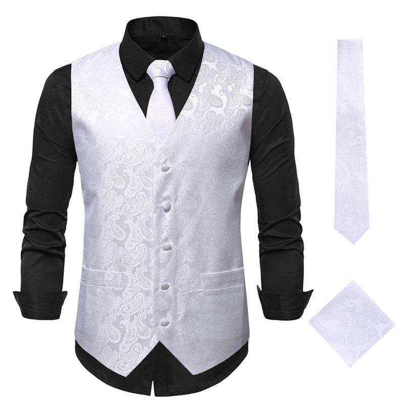 Herren elegante Anzugweste mit eleganten Paisley-Muster und passendem Zubehör EB