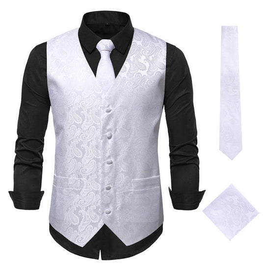 Herren elegante Anzugweste mit eleganten Paisley-Muster und passendem Zubehör EB