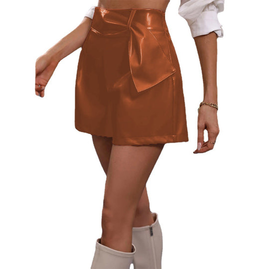 Damen Minirock mit asymmetrischem Schnitt und dekorativer Schleife EB