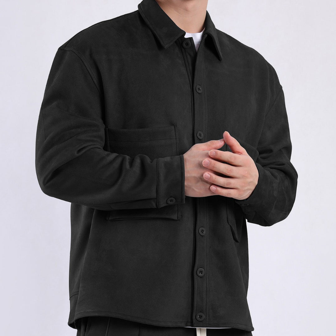 Damen lässige Overlay-Jacke mit praktischen Taschen und modernem Kragen EB