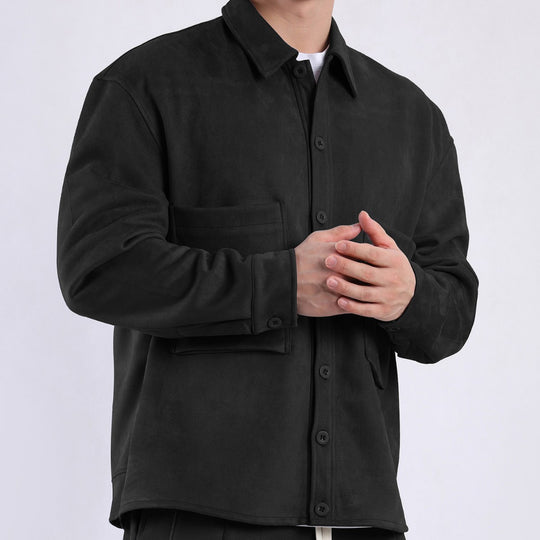 Damen lässige Overlay-Jacke mit praktischen Taschen und modernem Kragen EB