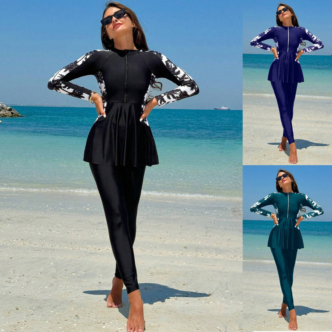 Damen Modischer UV-Schutz Surfanzug mit Peplum-Design EB