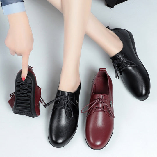 Damen Bequeme Schnürschuhe aus hochwertigem Leder mit rutschfester Sohle EB