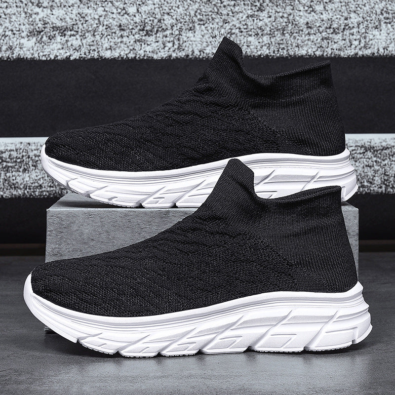 Damen Bequeme High-Top Sneakers mit elastischem Strickoberteil EB