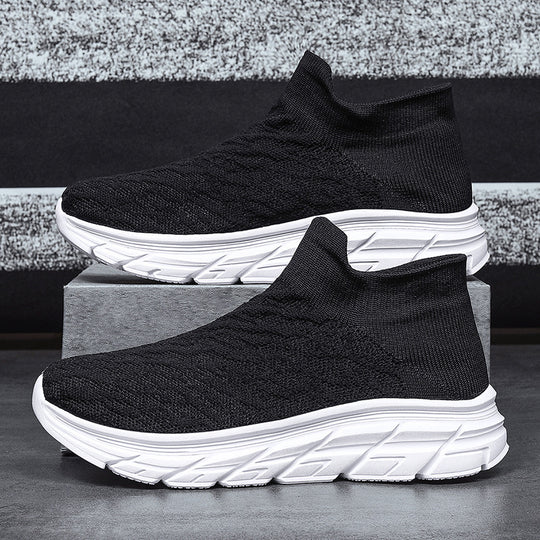 Damen Bequeme High-Top Sneakers mit elastischem Strickoberteil EB