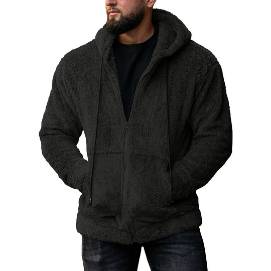 Herren nan kuschelige Teddyfleece Kapuzenjacke mit durchgehendem Reißverschluss EB
