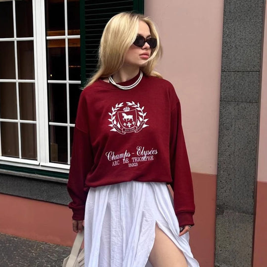 Damen Oversized Sweatshirt mit grafischem Print und weichem Futter EB